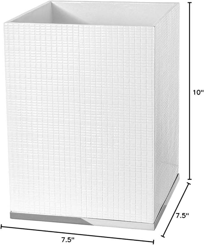 Creative Scents Estella Waste Basket for Bathroom 1.98 Gal / 7.5L - Small White Bathroom Trash Can - Decorative Small Garbage Can - Durable Space Friendly Wastebasket