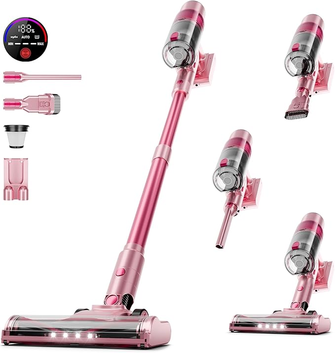 KIKETECH Vacuum Cleaner Self-Standing Touch Screen with LED Headlights Hard Floor &amp Pet Hair Multi-Accessories &amp Long Runtime v18
