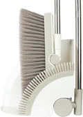 Triangular Indoor Broom and Dustpan Comb Set 180° Rotating Soft Bristle Long Handle Upright Sweeping Angled Broom with Self-Cleaning Teeth for Home Kitchen Office Wood Floor (White Gray)