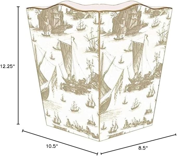 Marye-Kelley WB550-Taupe Boat Toile Wastepaper Basket