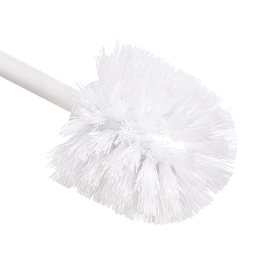 Amazon Basics Toilet Brush and Holder Set Heavy-Duty Bristle Scrub Brushes with Non-Slip Handle White 4-Pack