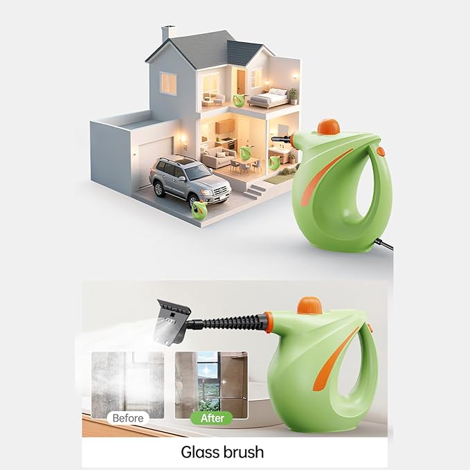 Pressurized Handheld Multi Surface Natural Steam CleanerMulti Purpose Steamer for Home UseSteamer for Cleaning Kitchen Air Conditioner Range Hood (Green)