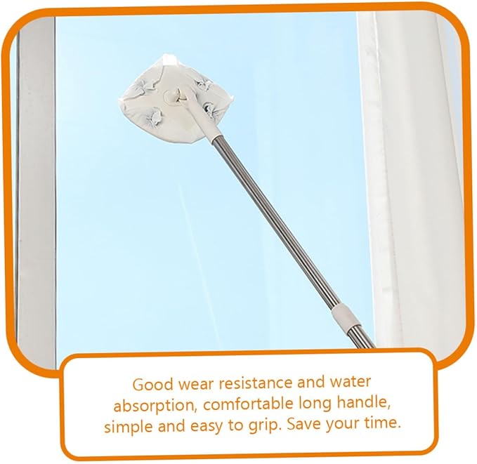 Retractable Household Dust Mop with Rotatable Head Non-Slip Handle Versatile for Hardwood Ceramic Tile Floors Compatible with Face Towel Cover Floor Cleaning Tool