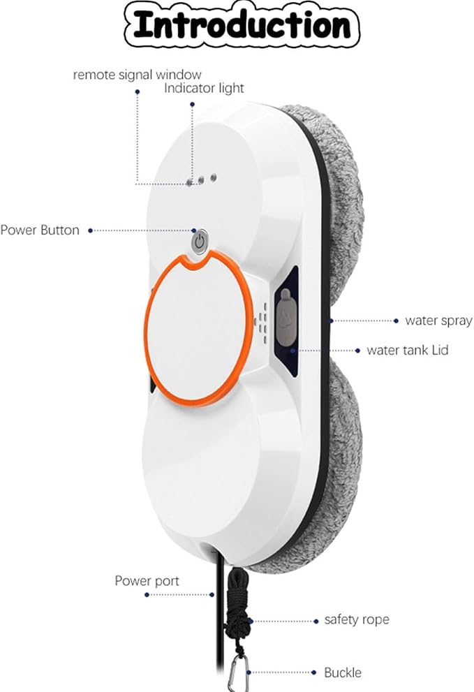 Automatic Window Cleaning Robot with Dual Water Spray Smart Window Cleaner for Highrise Interior/Exterior Effortless Glass Cleaning Solution