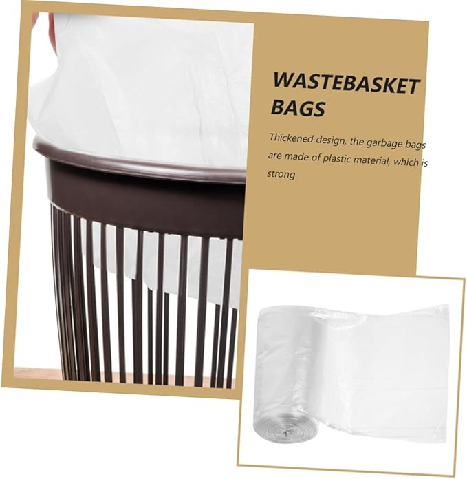VOSAREA Thickened Plastic Trash Bags White 45x50cm 300pcs (10 Rolls X 30pcs) Bathroom and Bedroom Garbage Liners for Home Wastebaskets