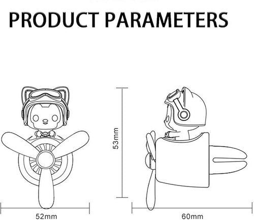 2 Pieces Car Air Fresheners Cute Bear Pilot Car Diffuser Propeller Air Outlet Vent Fresheners Suitable for Automotive Interior Decoration (Duck+Fox)