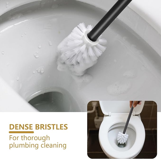 Toilet Brush Holder Set for Bathroom Cute Cat Base Solidly Toilet Bowl Brush Holder and Decorative Bathroom Ceramic Cleaning Kit with Brush and Holder (Cat)