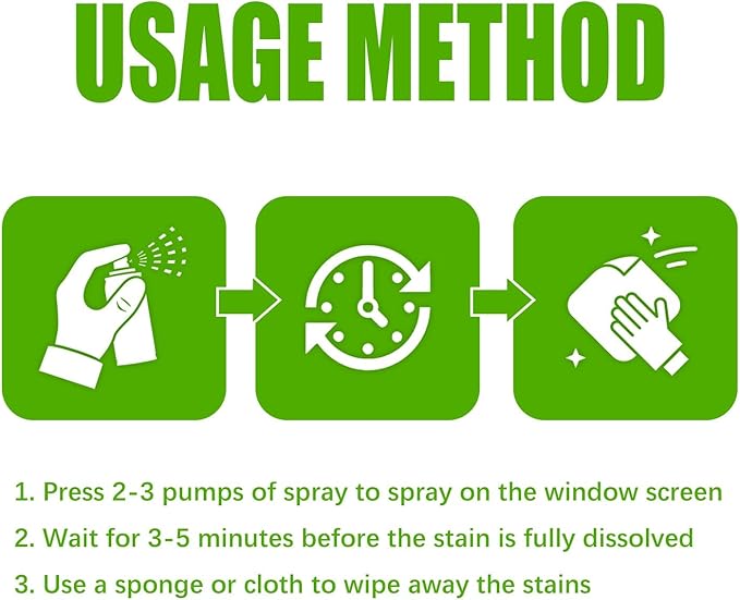Powerful Window Screen Cleaning Foam Spray - Quick-Dissolve Dust Remove Grease &amp Odors Leaves Windows Sparkling(3PCS)