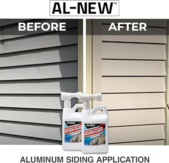 AL-NEW Outdoor Cleaner | Versatile Outdoor Cleaner 64oz Hose End Sprayer (Pack of 2) (House Wash &amp Vinyl Siding Outdoor Cleaner)