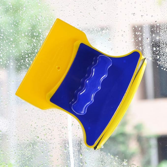 Double Sided Window Cleaner Square Shape Doubleside Magnetic Glass Wiper with 2 Cleaning Cotton Window Washing Equipment for Window