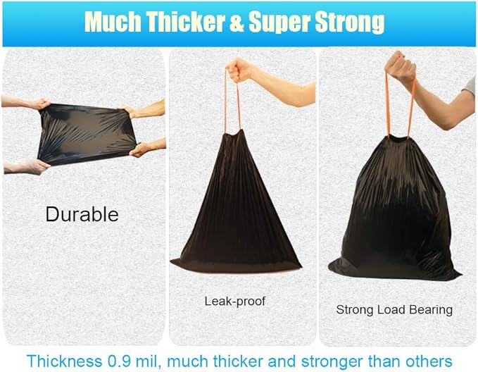 10 Gallon Drawstring Trash Bag Garbage Bag Trash Can Liner0.9 Mil90 Count (Black 10 Gallon)