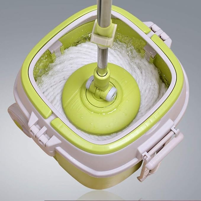 MopSpin Bucket Floor Cleaning System with Extended Adjustable Handle and Microfiber Pads