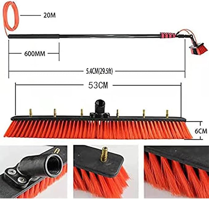 Water fed Pole Window Cleaning System - 12FT-36FT Extendable Solar Panel Cleaning Brush and Pole for Windows Cars Ceilings &amp More