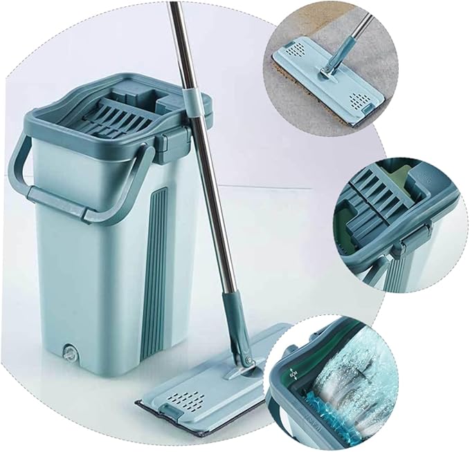1set Microfiber Mop Bucket for Easy Cleaning Non-Hand Wash Design for Home Use Suitable for Wet and Dry Compact Storage