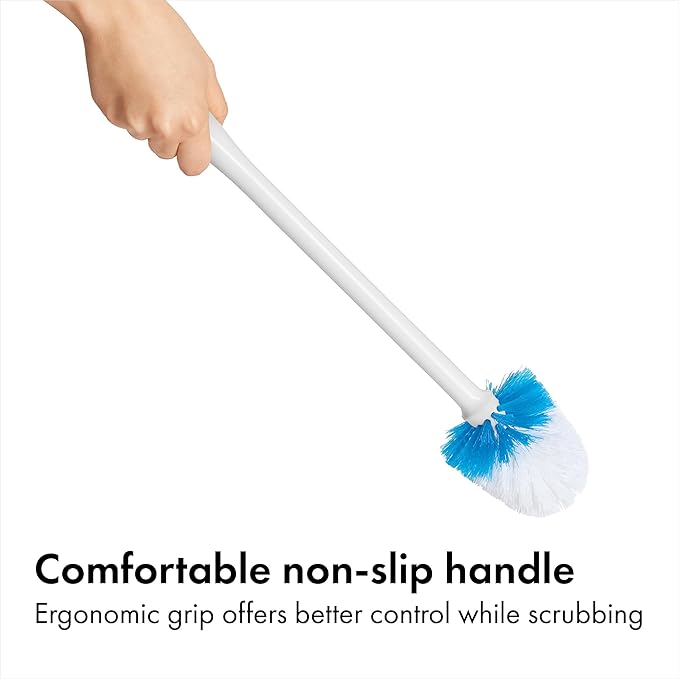 OXO Good Grips Compact Toilet Brush &amp Canister Toilet Bowl Brush and Holder with Automatic Canister Door Bathroom and Small Spaces Cleaning Supplies Essential
