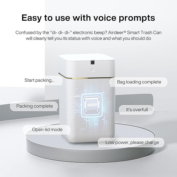 Airdeer Automatic Trash Can 4 Gallon Self Sealing and Self-Changing Smart Trash Can Motion Sensor Touchless Garbage can with lid for Kitchen Bathroom Office 6 Refill Rings(A1 Golden line)