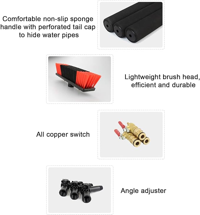 Window Glass Cleaner Pole Kit Photovoltaic and Solar Panels Cleaning Brush Equipment with Water Fed Pole and Hose7.2M/24FT