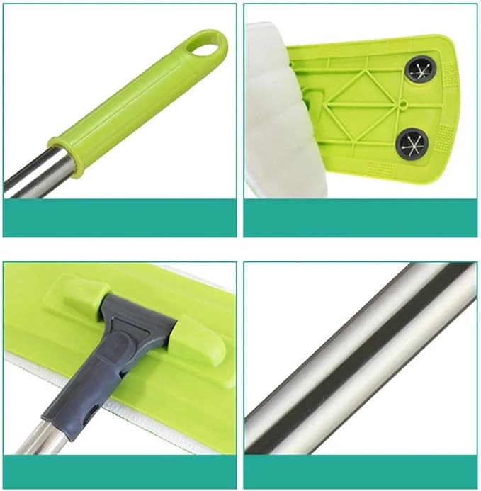 Compatible for Flat Mop Dust with Telescopic Handle 360° Rotating Head Wet and Dry Use