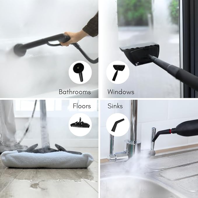 Ewbank 1800W Steam Cleaner with attachments Carpets Tile Floors car Upholstery Bathroom Kitchen Windows Grout