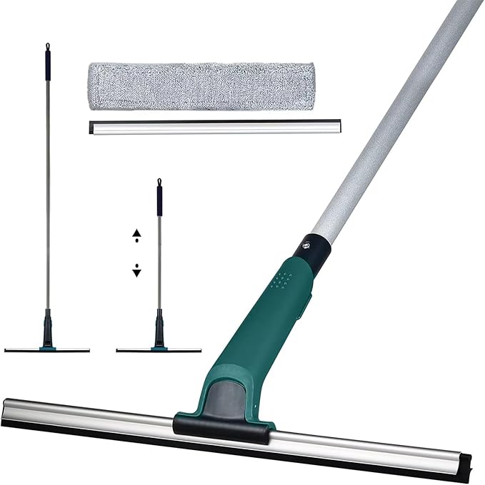 60 Professional Squeegee with Long Handle - Window Shower &amp Floor Cleaner for Glass Tile Concrete Mirror Windshield Bathroom Car Home &amp Garage