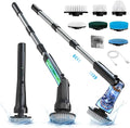 Electric Spin Scrubber Hillyfe Bathroom Scrubber Electric with 7 Replaceable Brush Heads IPX7 Waterproof300/400 RPM 3 Adjustable LengthScrubber Brush Electric for Bathtub FloorBlack