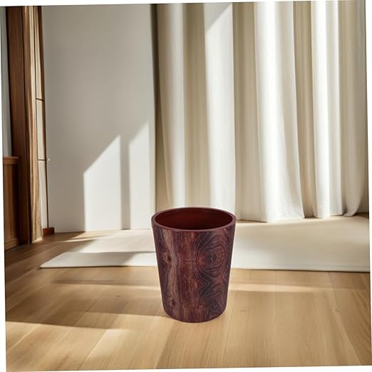 Rustic Wood Grain Trash Can Large Capacity Bathroom Waste Basket for Kitchen Office and Bedroom Sturdy Plastic Recycling Bin Lid