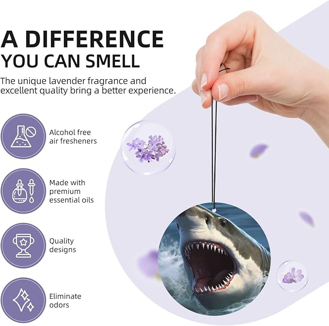 24 PCS Hanging Car Air Freshener Double Sided Jumping Shark Automotive Interior Decor Ocean Sea Car Accessories for Women Men Lavender Scented