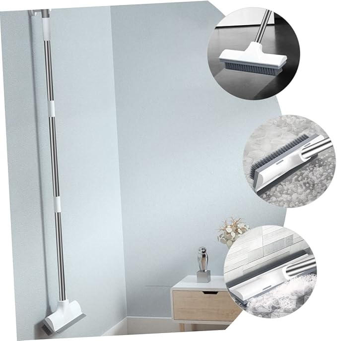 BESTYASH Long Handle Bathroom Floor Scrubber Brush with Hard Bristles and Scraper Cleaning Area Tile and Grout Brush for Efficient Home Cleaning