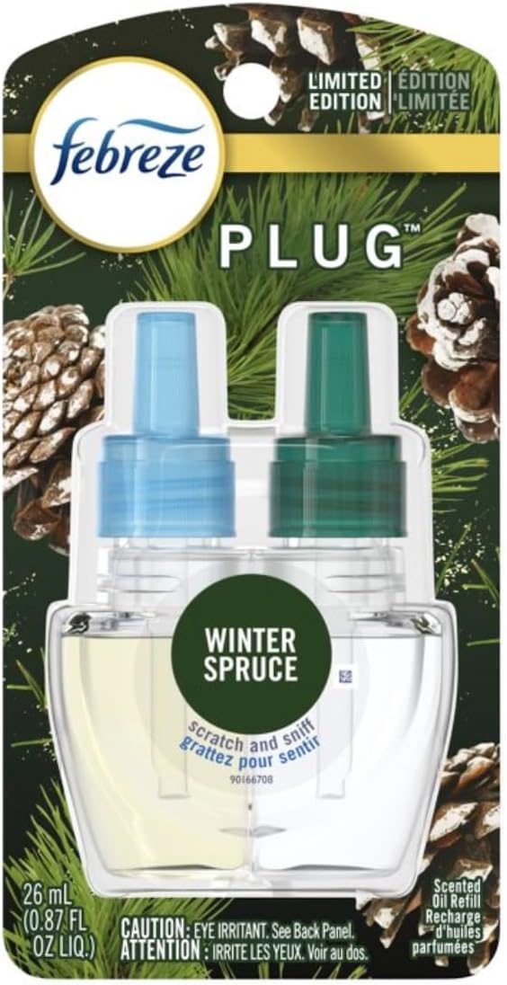 Winter Luxe Limited Edition Plug In for Odor-Fighting Fade Defy Plug Air Freshener (2) Count of 0.87 fl oz Refills (Winter Spruce)