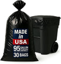 95–96 Gallon Heavy Duty Trash Bags – 30 Count Large Black Garbage Bags for Outdoor Bins Contractor Lawn and Commercial Use – 2.5 Mil Thick Can Liners 61 x 68