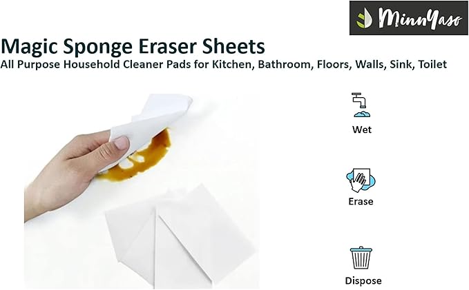 100 Pack Extra Large - Extra Thick - Super Durable Magic Sponge Eraser Sheets 7.25 x 4.5 x 0.12 | All Purpose Household Cleaner Pads for Kitchen Bathroom Floors Walls Sink Toilet