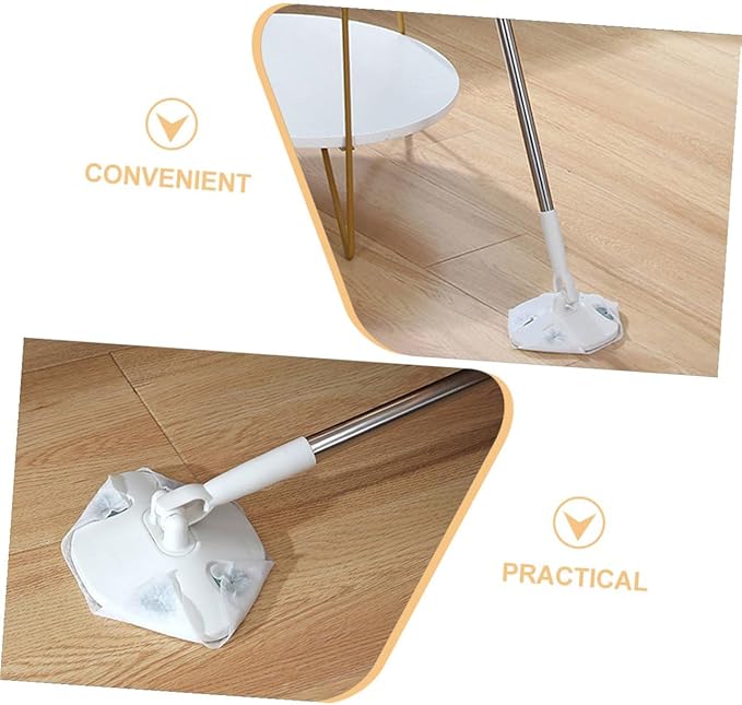 Rotating Dust Mop with Dry Wipe Pack Refillable Triangle Microfiber Mop Head for Hardwood Floors Wall Cleaning and Home Dust Removal for Household Cleaning