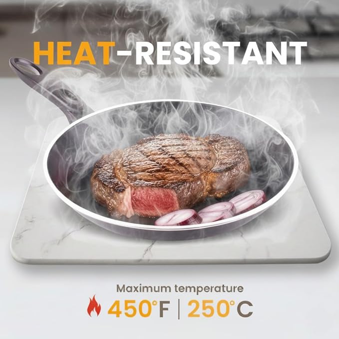 Diatomite Dish Drying Mat – Quick Absorption Non-Slip Heat Resistant up to 450°F – 16x12” White Marble for Kitchen Countertops