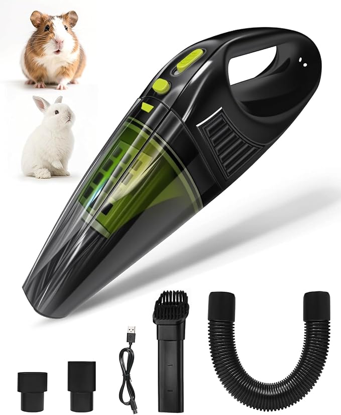 Guinea Pig &amp Rabbit Poop Vacuum: Extended Capacity Cordless Cleaner for Pet Cages – Tackle Daily Messes of Guinea Pig Bunny Bird Reptile &amp Other Small Animals - Black