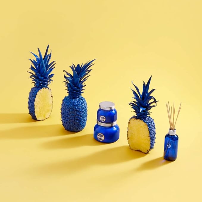 Capri Blue Pineapple Flower Reed Diffuser Set - Includes Reed Diffuser Sticks Fragrance Oil and Glass Bottle - Luxury Scented Room Fresheners - Cobalt Blue (8 fl oz)