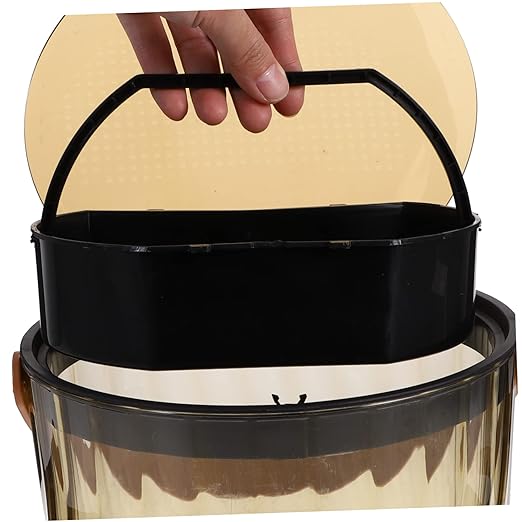 PRETYZOOM Press Type Garbage Can Small Waste Basket Plastic Trash Can Lid Compressible for Bedroom Handheld Trash Bin