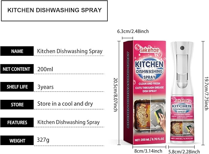 Kitchen Dish Spray - Grease Dissolver Removes Stubborn Stains Gentle On Dishes Easy To Use(2PCS)
