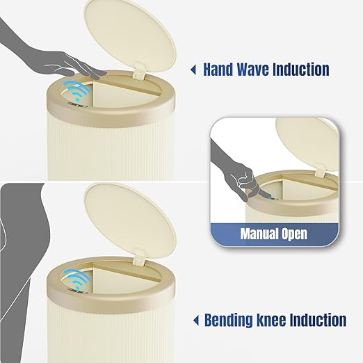 stonespace Bathroom Trash Can Automatic Touchless Motion Sensor Trash Can for Bathroom Office Bedroom 2.8 Gallon Dog Proof Garbage Can Cream White