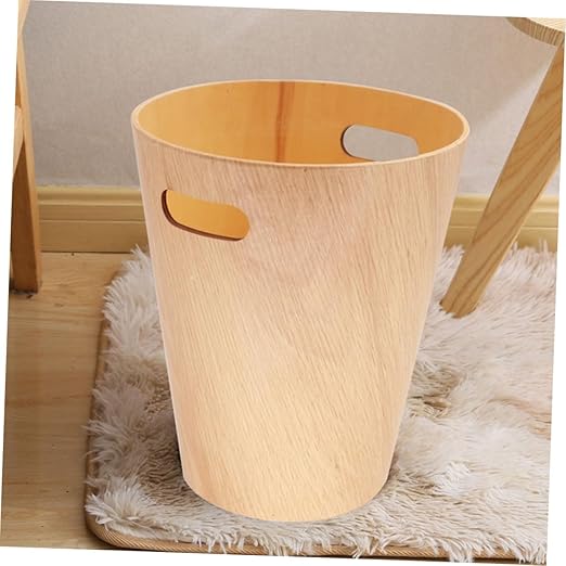 Alipis Desk Trash Can Wood Garbage Bin Recycle Bin Bathroom Bedroom Tiny Wastebasket Japanese Style