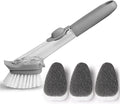 Refillable Liquid Cleaning Brush Kitchen Bowl Scrubber Cleaning Sponge Long Handle Dispenser Cleaner Tool With Dish Soap Washing(2)