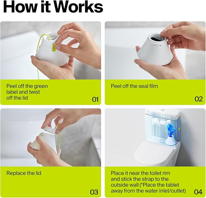 In-Tank Toilet Cleaner Bottle Automatic Toilet Bowl Cleaners for Hard Water Stains Septic System Friendly Long Lasting Up to 180 Days / 1000+ Flushes