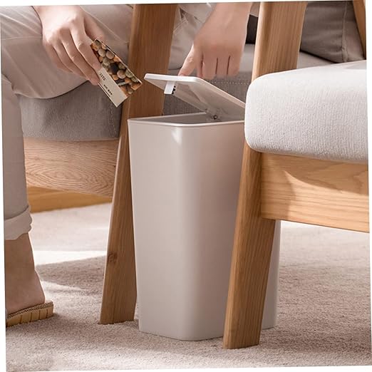 ABOOFAN Square Trash Can with Lid Large 10 Gallon Pressed Plastic Waste Basket for Kitchen Office and Living Room Sturdy Easy to Clean Design for Household Recycling