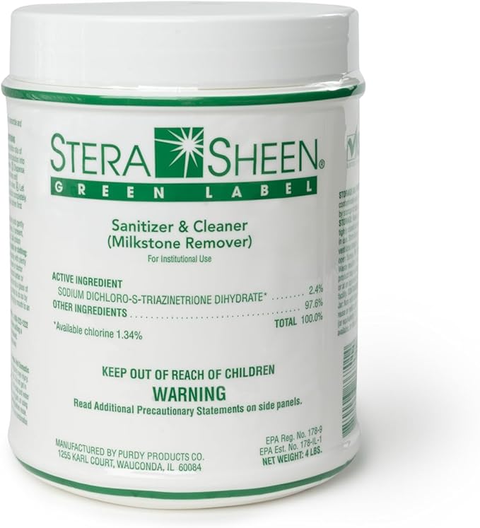 Stera Sheen 4lb Green Label Ice Machine &amp Ice Maker Cleaner + Sanitizer - Milkstone Remover &amp Descaler for Scotsman Soft Serve Equipment Food-Contact Surface - Restaurant-Grade (1 Pack)