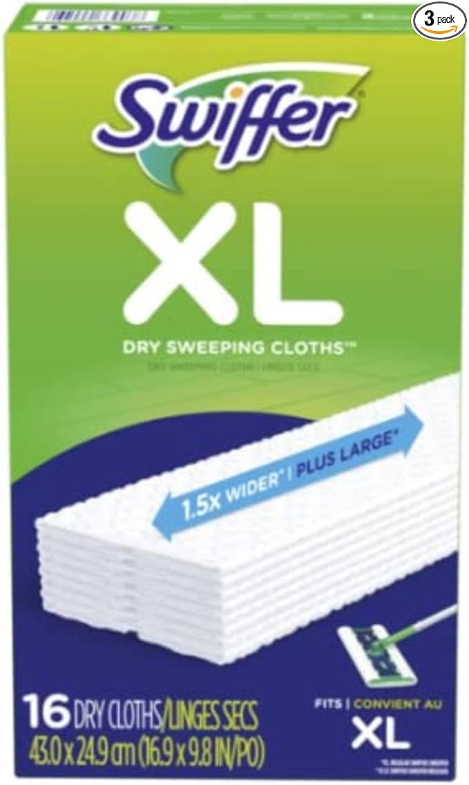 Swiffer Sweeper X-Large Disposable Sweeping Cloths White 16-Count Boxes (Pack of 3)