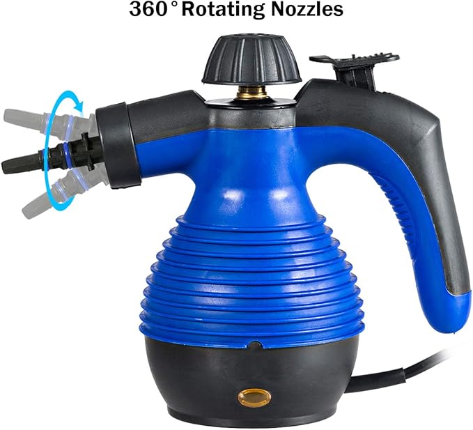 GOFLAME Steam Cleaner 1050W Handheld Multi-Purpose Powerful Steam Sanitizer Steamer Steam Iron Remove Stains/Grease from Bathroom Kitchen (Blue)