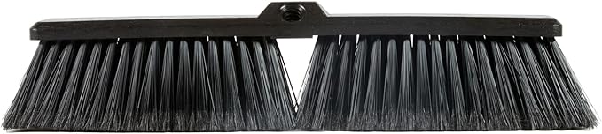 Restaurantware-BROOM HEAD ONLY: Clean Tek Professional 17.13-Inch Push Broom Head 1 Heavy-Duty Cleaning Tool - Handle Sold Separately Fine Flagged Bristles Black Plastic Outdoor Use