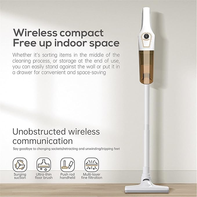 Hand Held Vacuum Cordless Stick Vacuum Cleaner Vertical Handheld Wireless Home Vac for Carpet Hard Floor (Color : White)