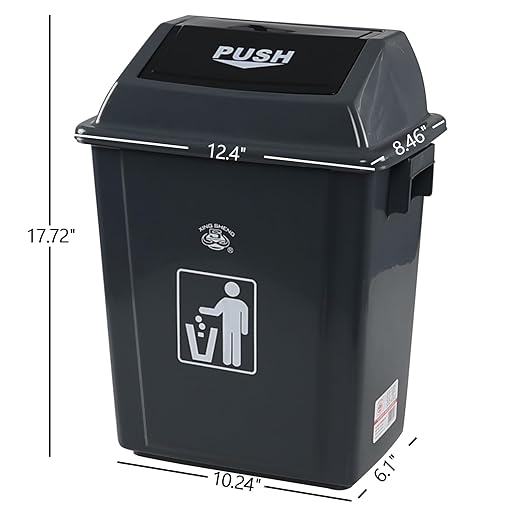 6 Gallon Plastic Swing Top Garbage Can 4 Pack Kitchen Trash Bins with Swing Lid Gray
