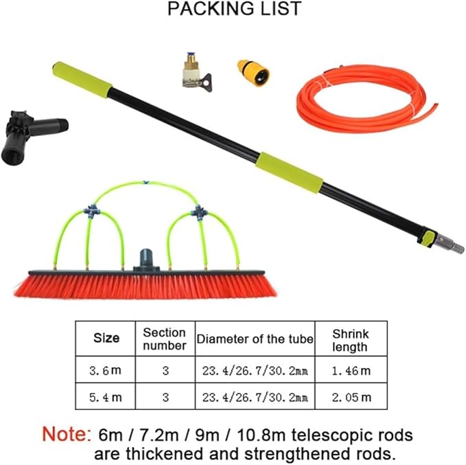 Photovoltaic Panel Cleaning Window Clean Water Fed Telescopic Brush Extendable Cleaner Conservatory Roof Cleaning Tools Tool (Color : 5.4m/18ft)