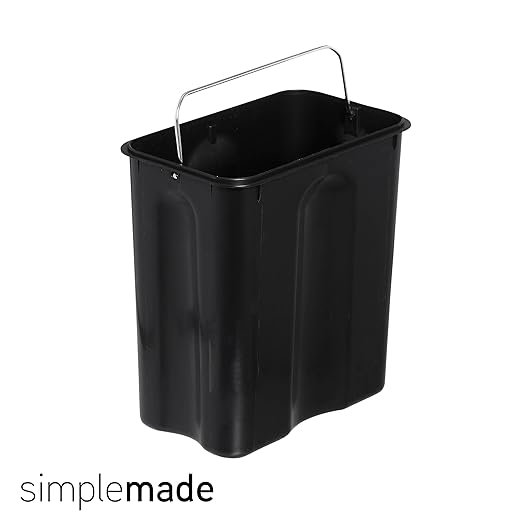 SIMPLEMADE Rectangle Step Trash Can - 5 Liter / 1.3 Gallon - Small with Lid Stainless Steel for Bathroom | Office | Garbage | Metal Wastebasket (Black)